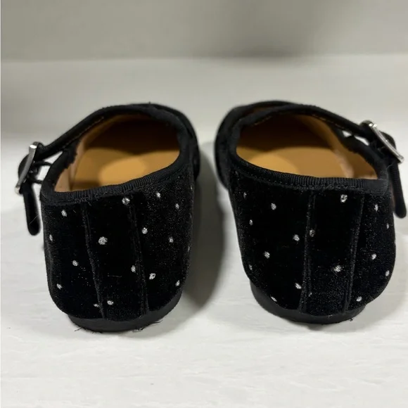 J. Crew Toddler Size 11 | Black Velvet Polka Dot Flats - Picture 5 of 8